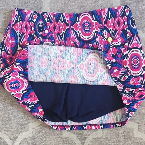 Pink and Blue Patterned Skort Resort Wear Size L pappagallo - Picture 7 of 7